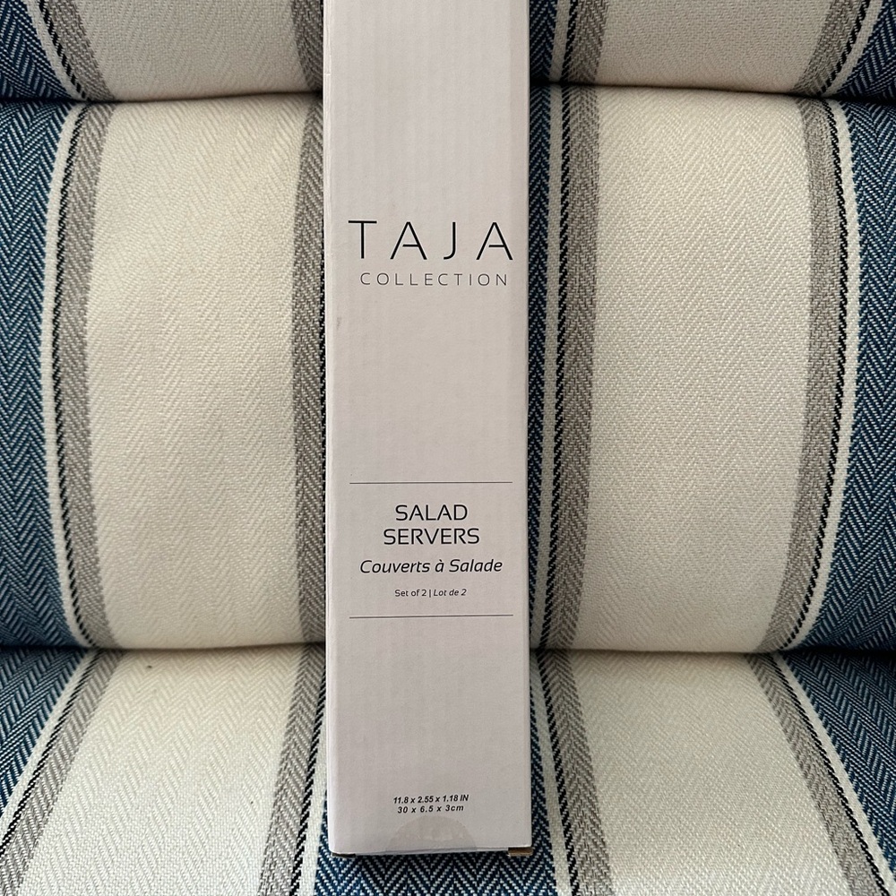 TAJA Collection Salad Servers - Cream and Blue